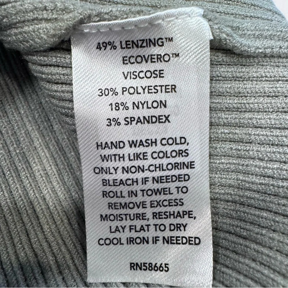 NWT Open Edit Women’s Square Neck Ribbed Sweater Green Sz XL - Picture 9 of 9